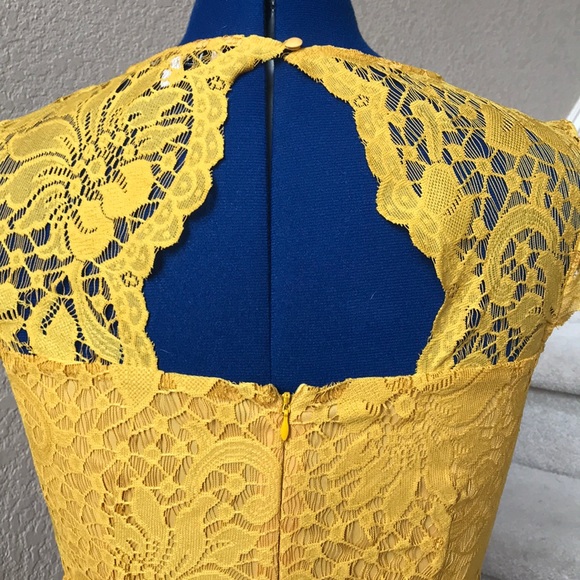 Yellow lace open back dress worn once - Picture 8 of 11